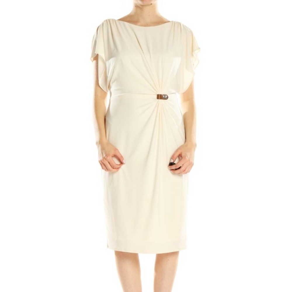 Anne Klein‎ Cream Stretch Midi Goddess Dress 8